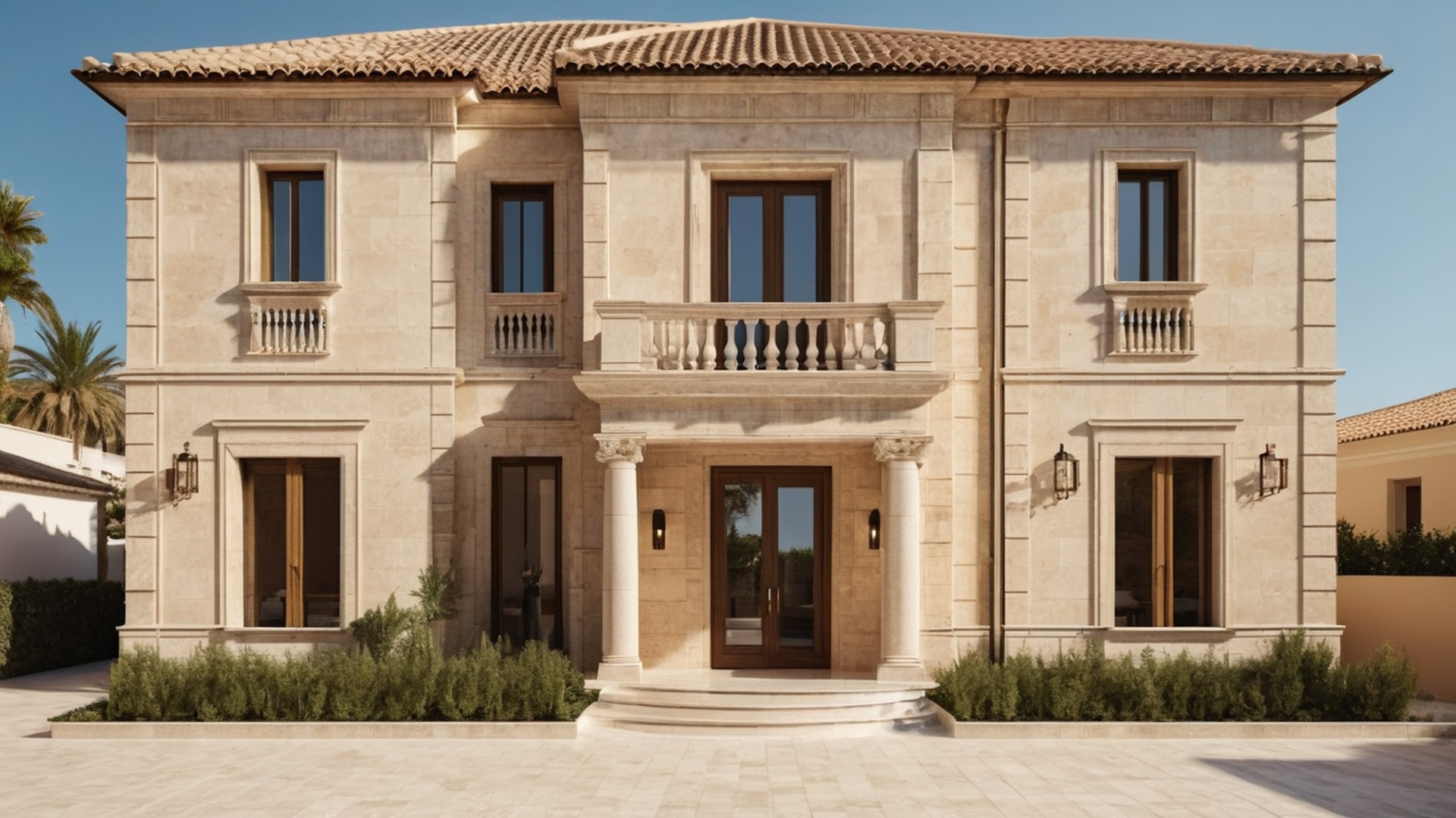 Warm stone facade application visual
